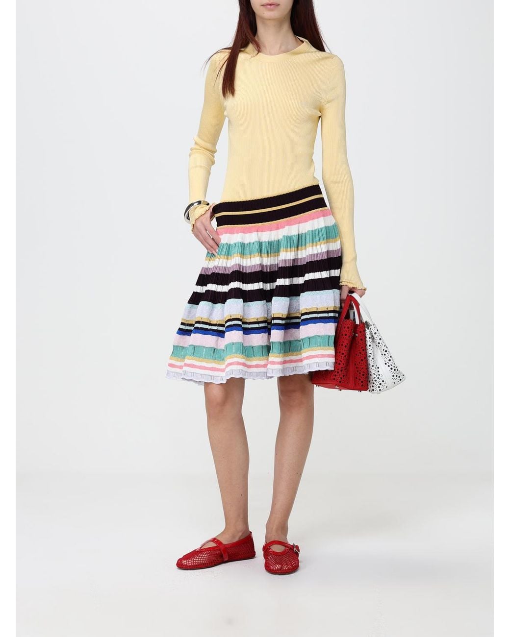 Alaïa Red A-Line Knit Mini Skirt