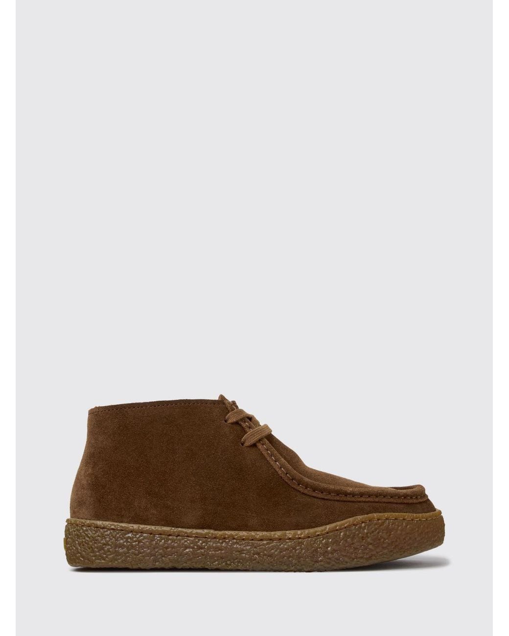 Camper Brown Peu Terreno Suede Desert Boots With Rear Logo And Low Heel