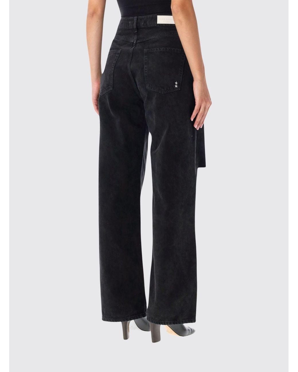 ICON DENIM Black Poppy High-Waisted Wide Leg Jeans With Cut-Out Details