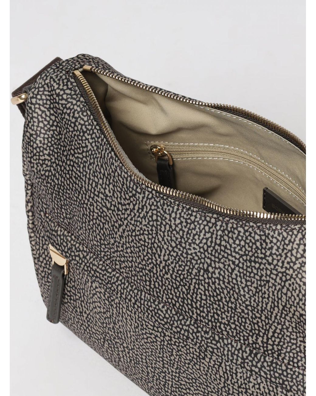 Borbonese Gray Luna Umhängetasche Aus Recyceltem Nylon Mit Punktmuster