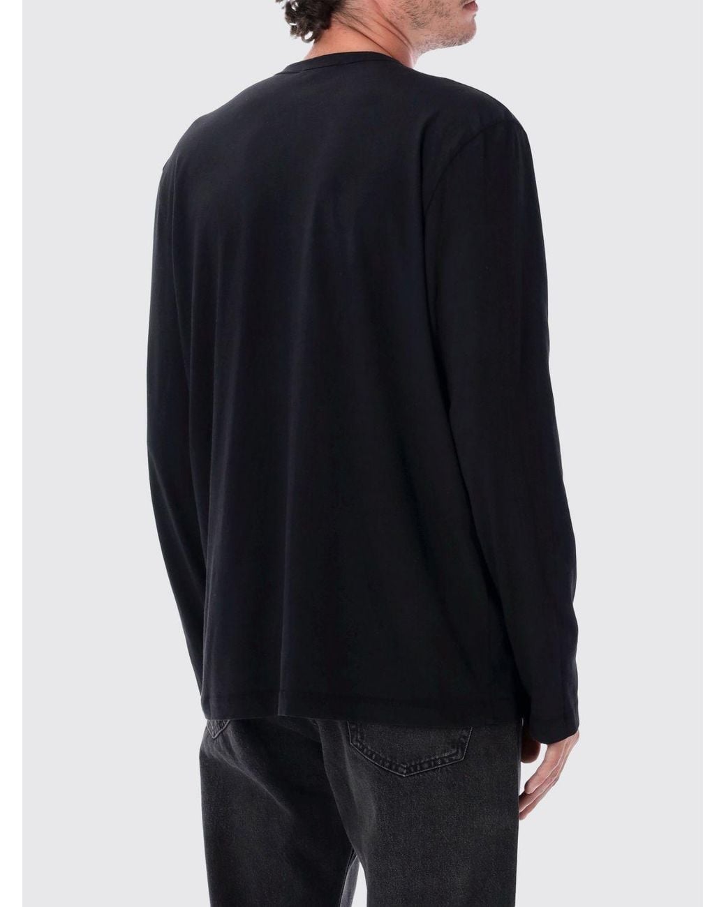 James Perse Blue Long-Sleeved Cotton T-Shirt With Crew Neck for men
