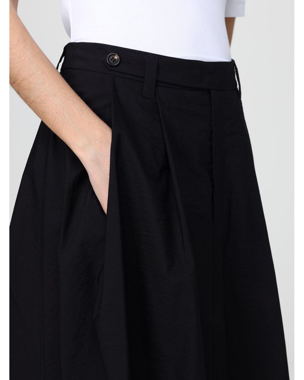 Brunello Cucinelli Black Poplin Midi Skirt With Monili