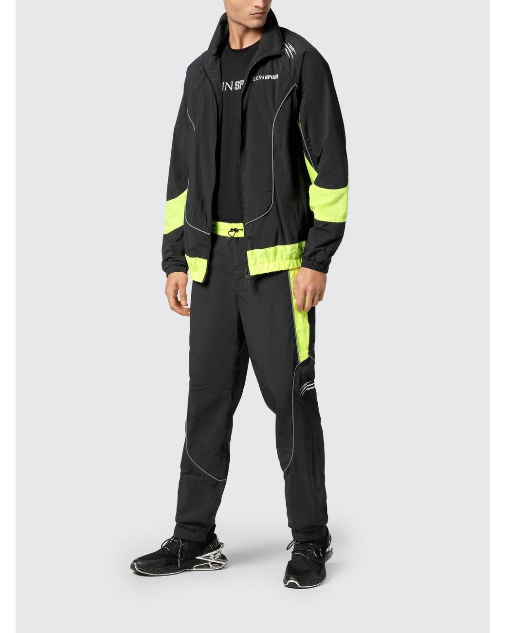 Philipp Plein Gray Bicolor Nylon Bomber Windbreaker Jacket With Abstract Print for men