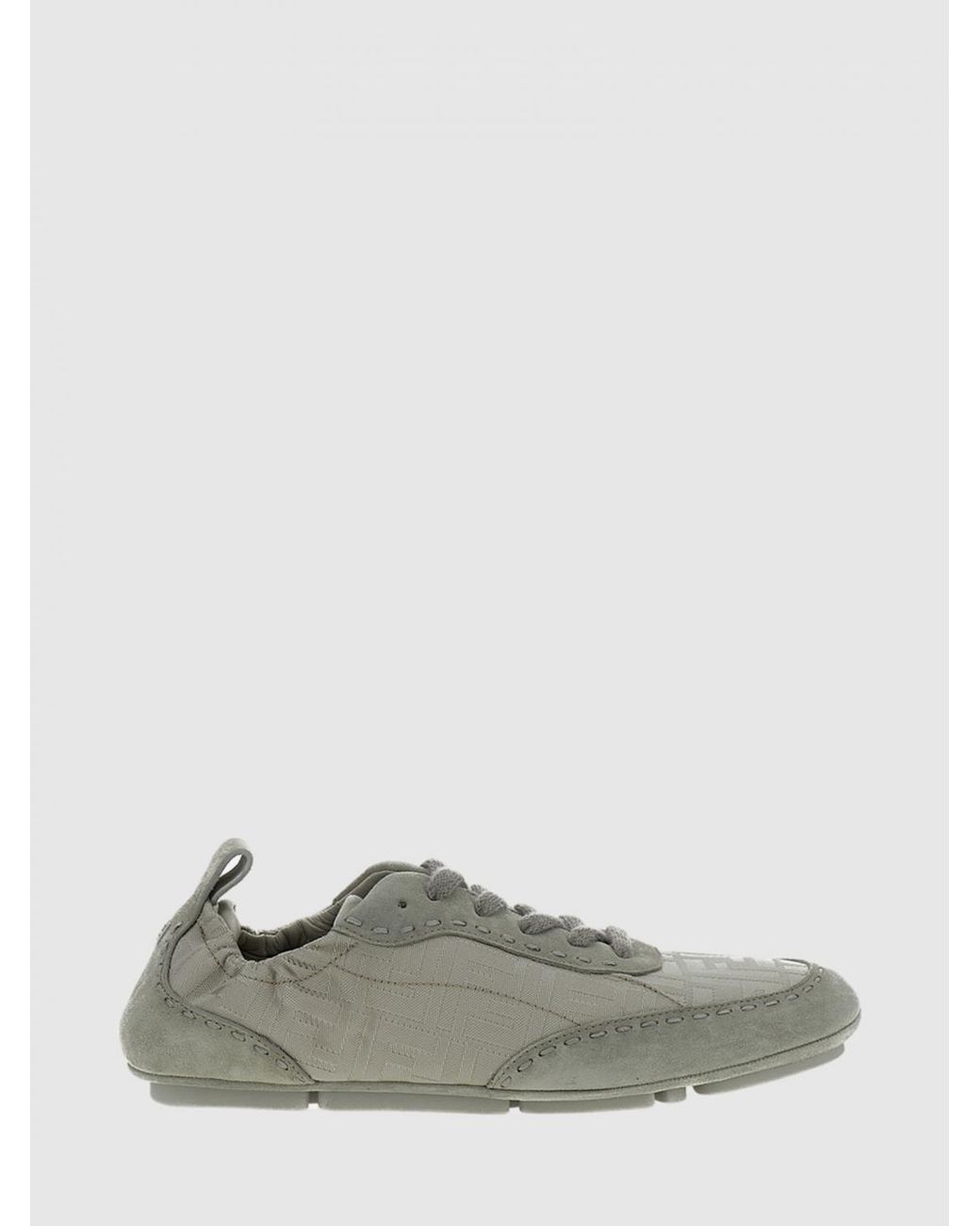 Fendi Gray Fit Ff Jacquard Monogram Canvas And Suede Sneakers for men