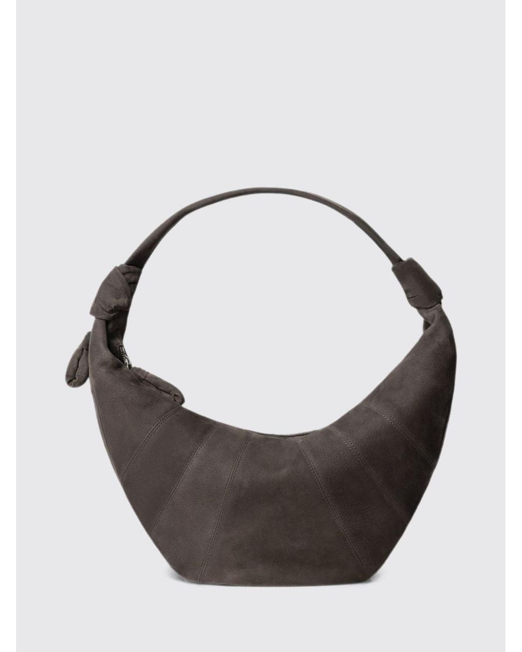 Lemaire Metallic Crescent-Shaped Nubuck Leather Shoulder Bag With Zip Closure