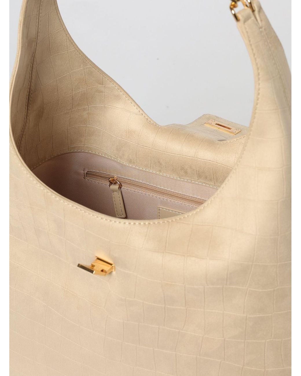 Elisabetta Franchi Natural Suede Hobo Shoulder Bag