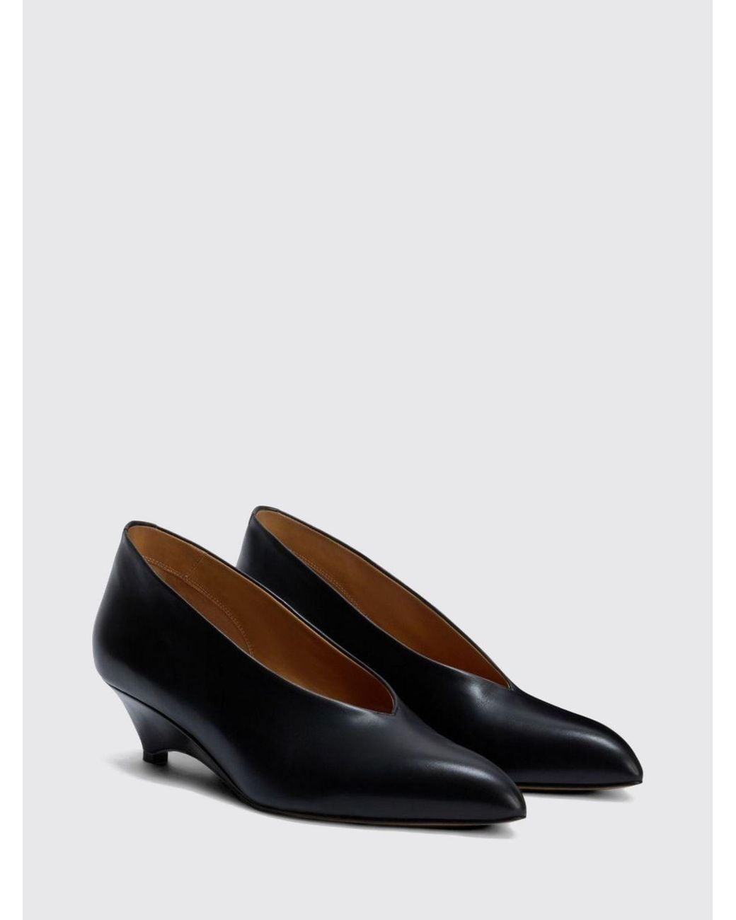 Jil Sander Black Arc Calf Leather Pumps With Low Sculptural Heel