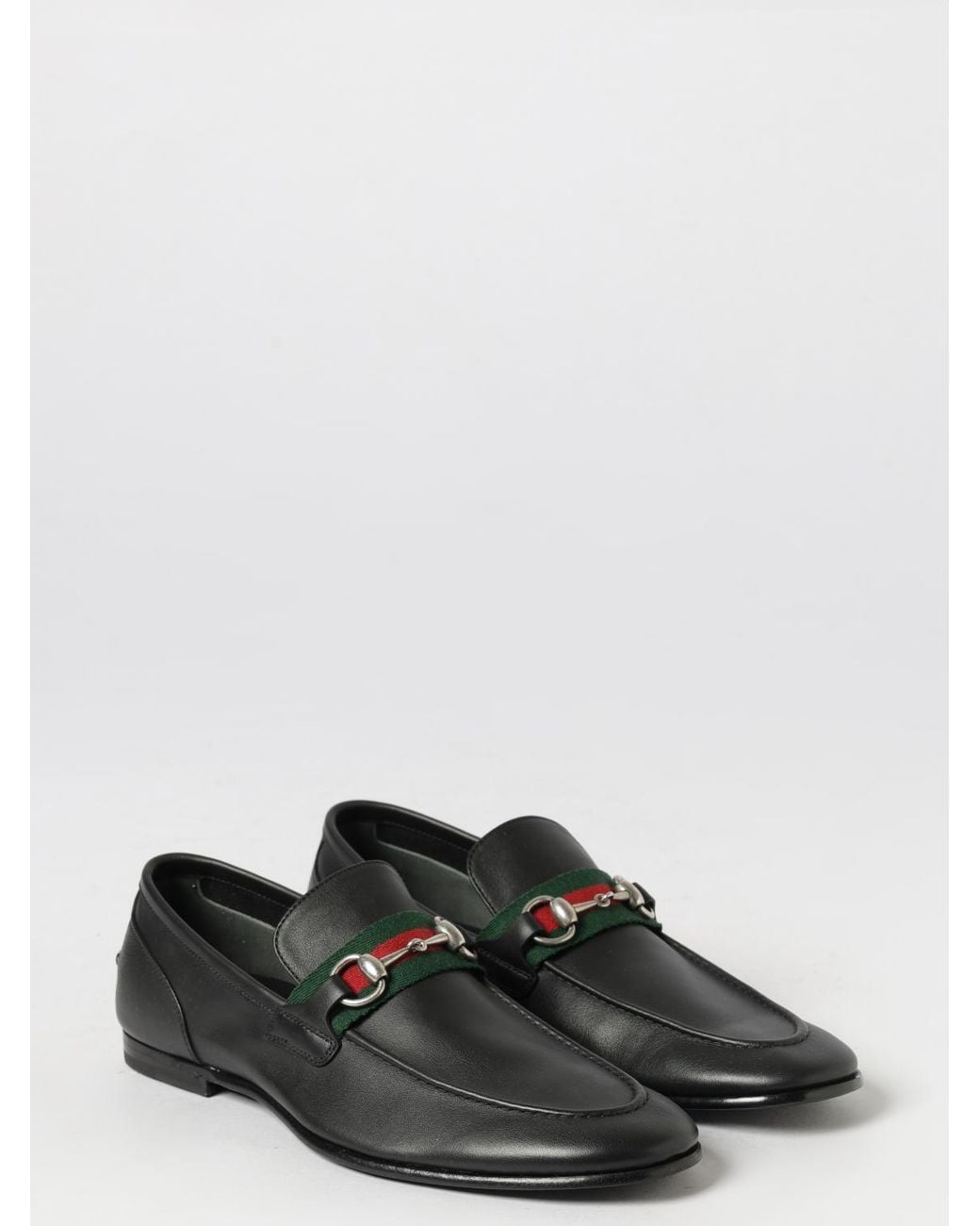 Gucci White Como Leather Loafers With Horsebit Detail And Web Stripe for men