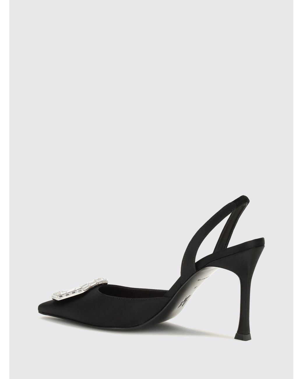 AMINA MUADDI Black Camelia Satin Slingback Pumps With Jewel Buckle