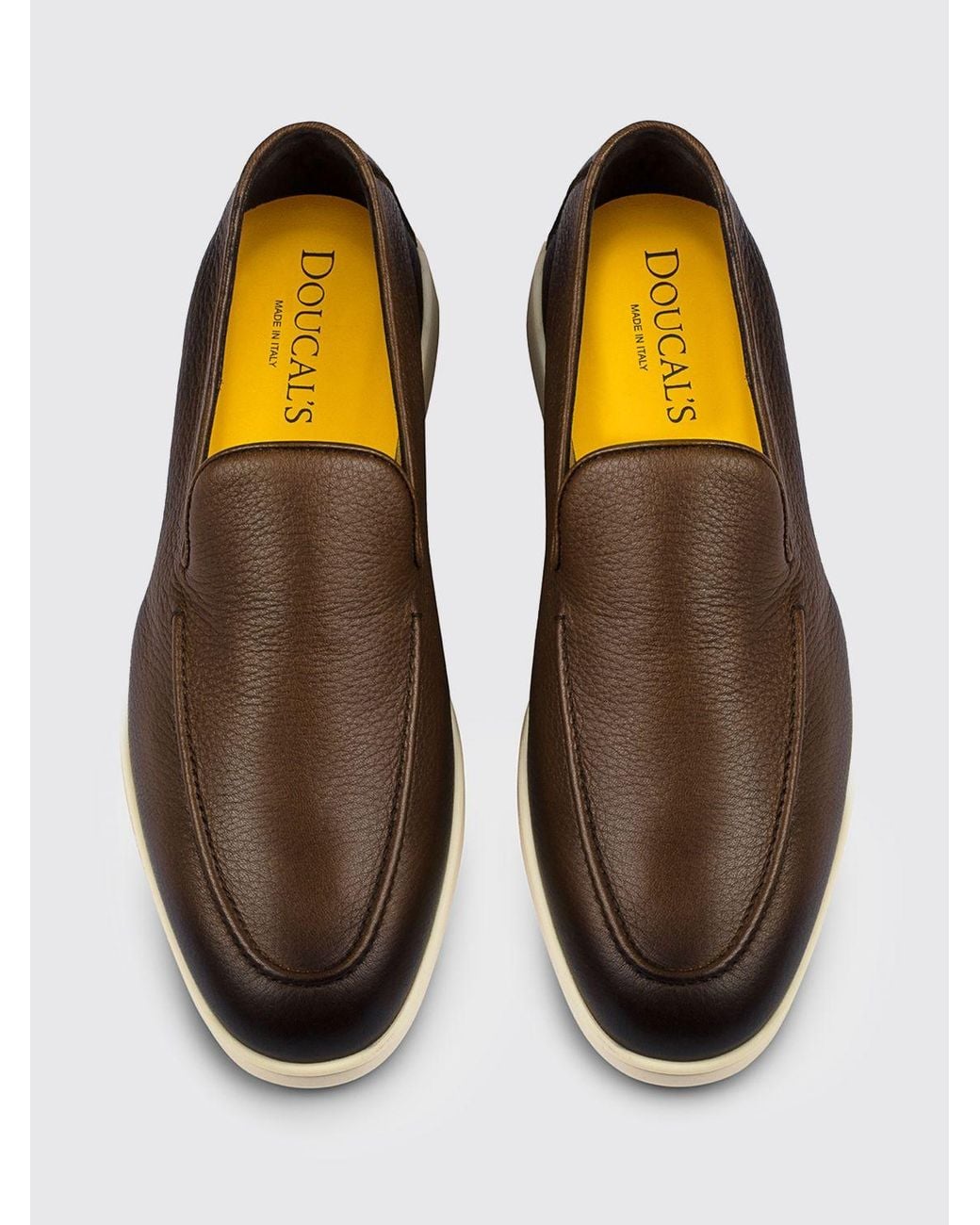 Doucal's White Grain Leather Loafer for men