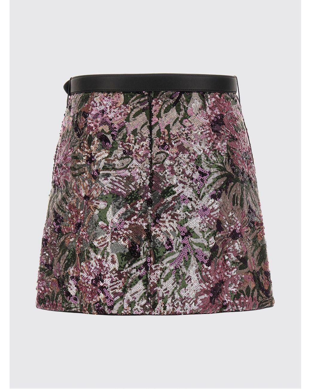 Self-Portrait Black Sequin Mini Skirt With Floral Motif
