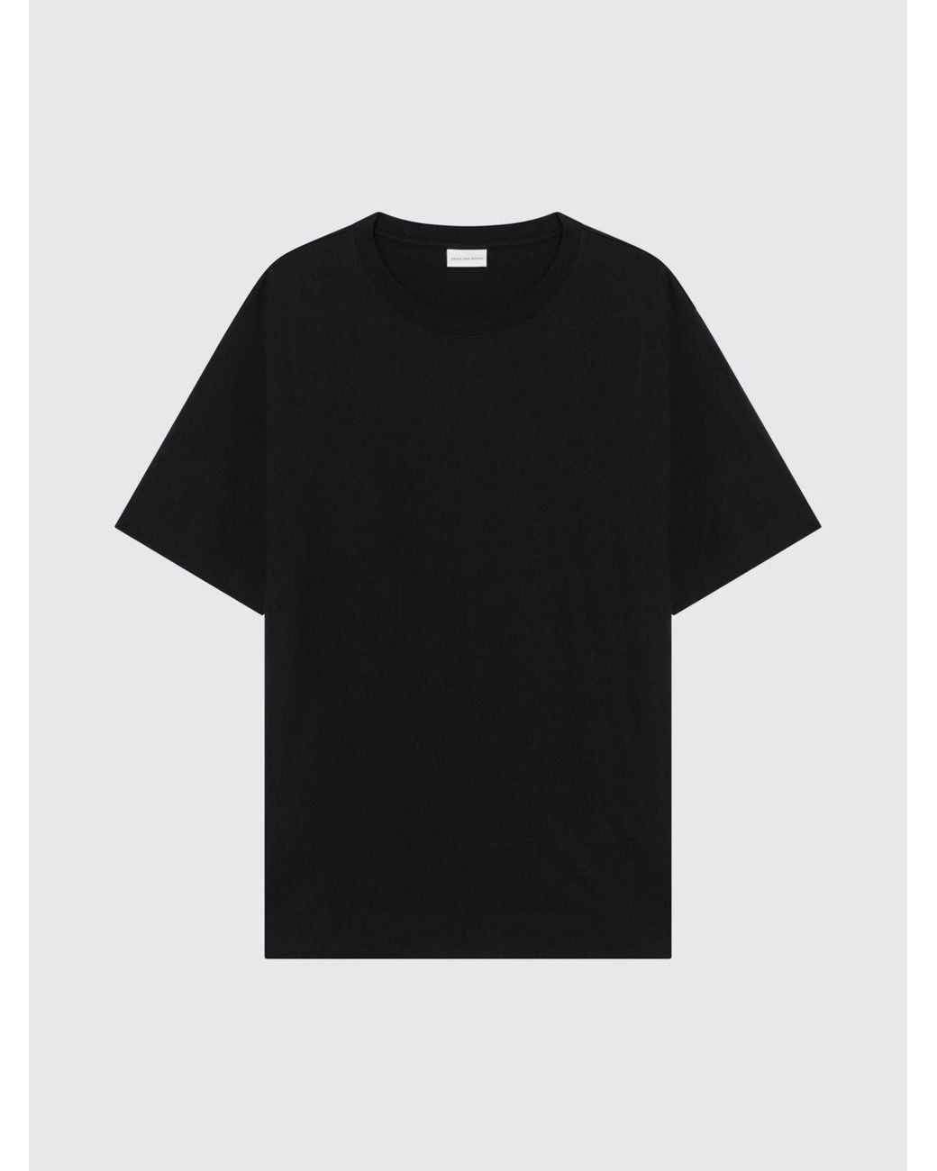 Dries Van Noten Black Short-Sleeved Cotton T-Shirt With Dropped Shoulders for men