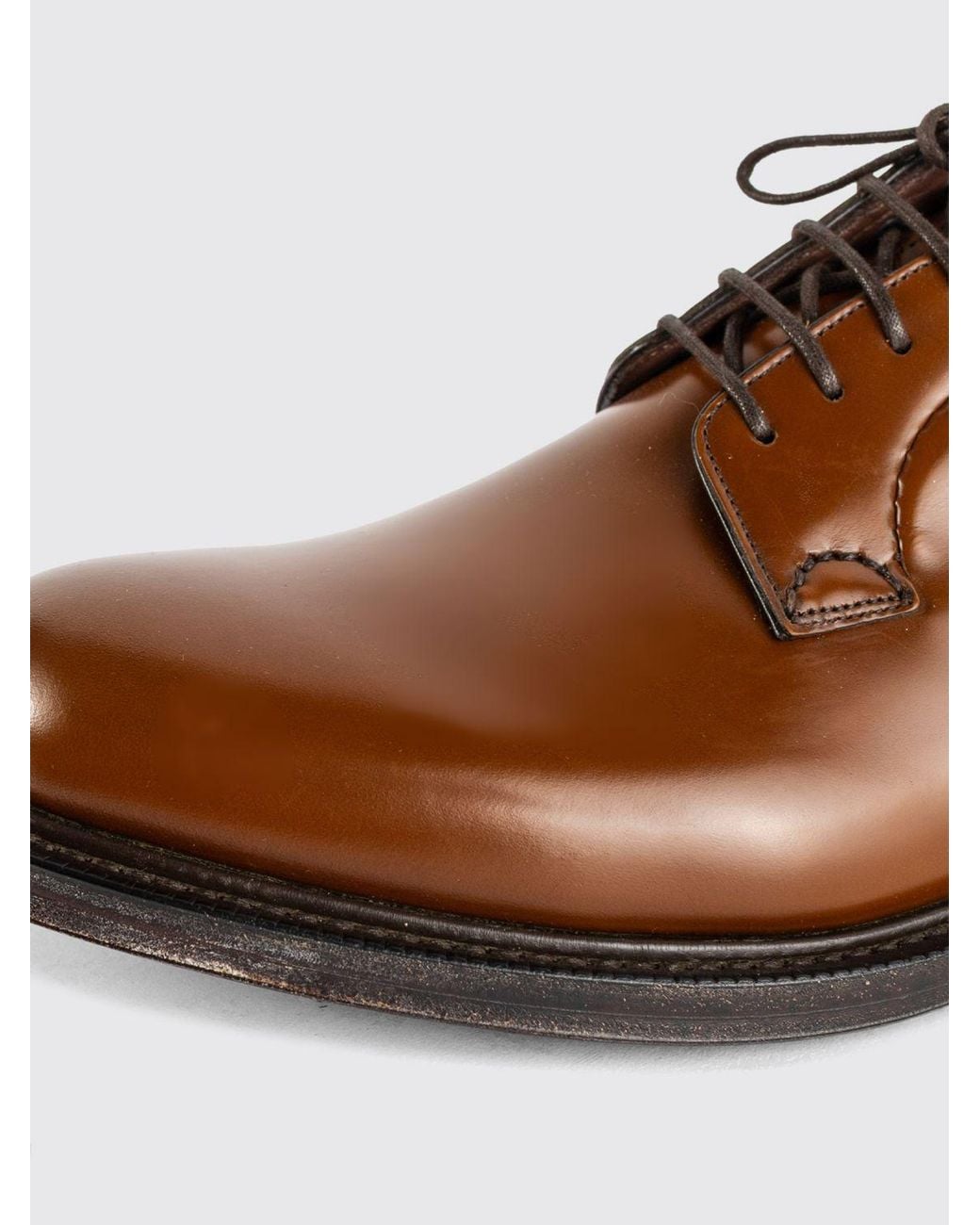 Church's Brown Shannon Smooth Calfskin Round-Toe Derby Lace-Up Shoes for men