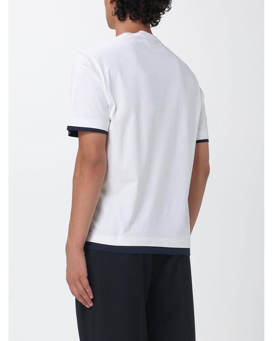 Fendi White Cotton T-Shirt With Ff Monogram And Contrast Trims for men
