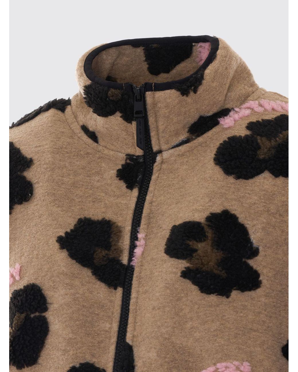 Autry Natural Relaxed Fit Faux Shearling Zip-Up Sweatshirt With High Neck And Jacquard Logo for men