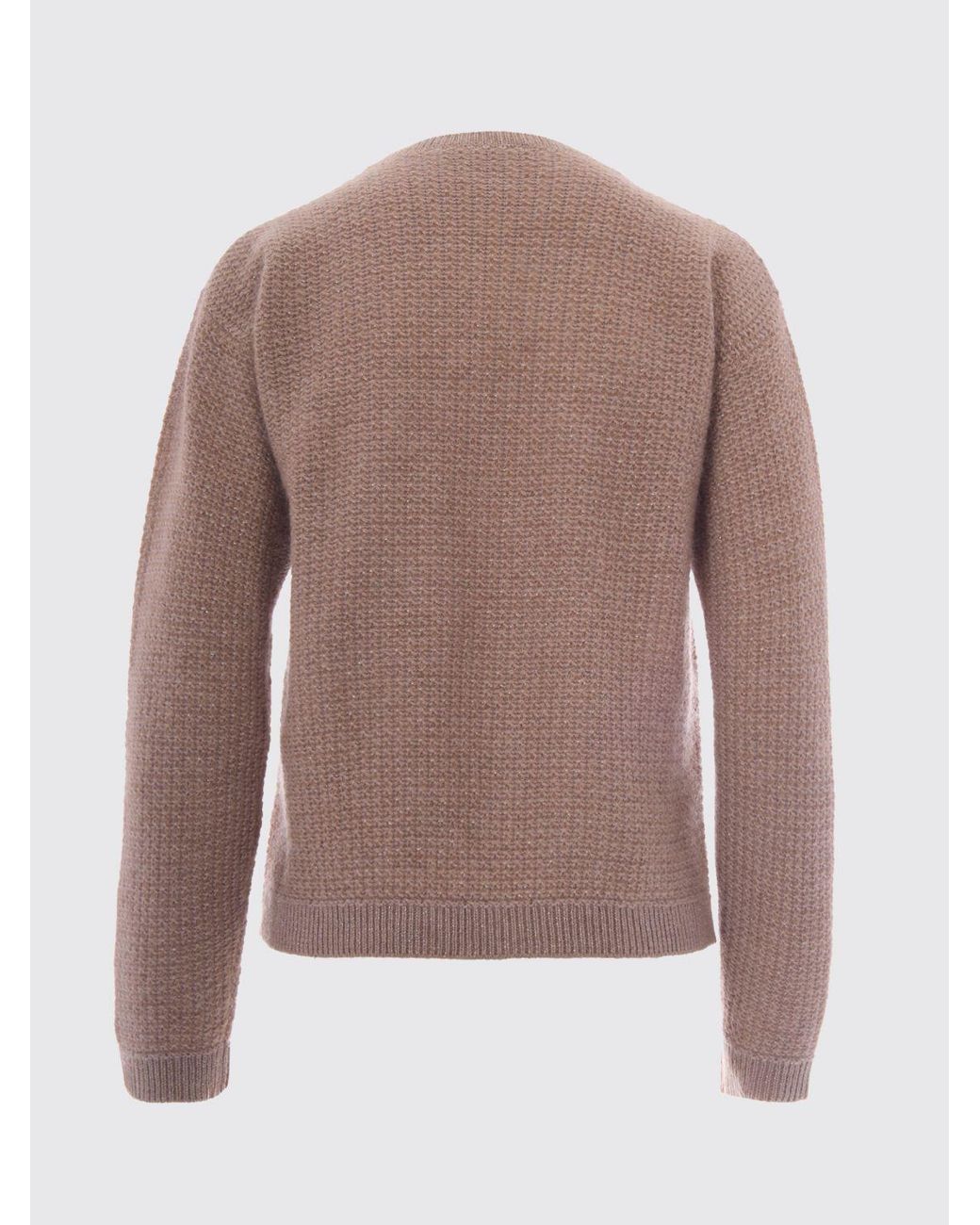 Fabiana Filippi Brown Wool-Blend Crewneck Sweater With Long Sleeves And Dropped Shoulders