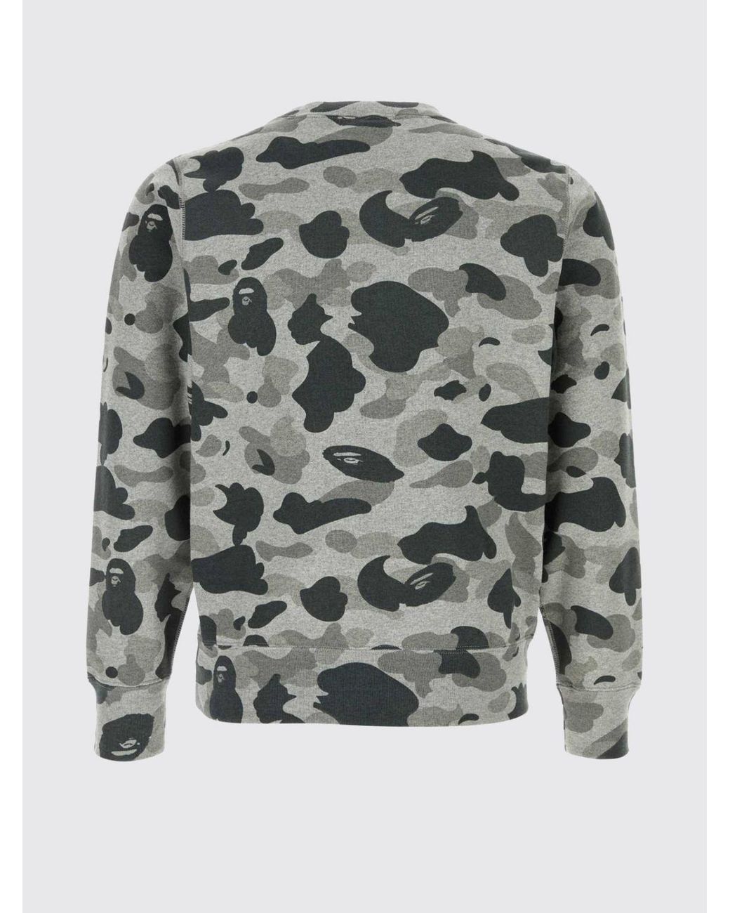 A Bathing Ape Gray Camouflage Print Cotton Crewneck Sweatshirt for men