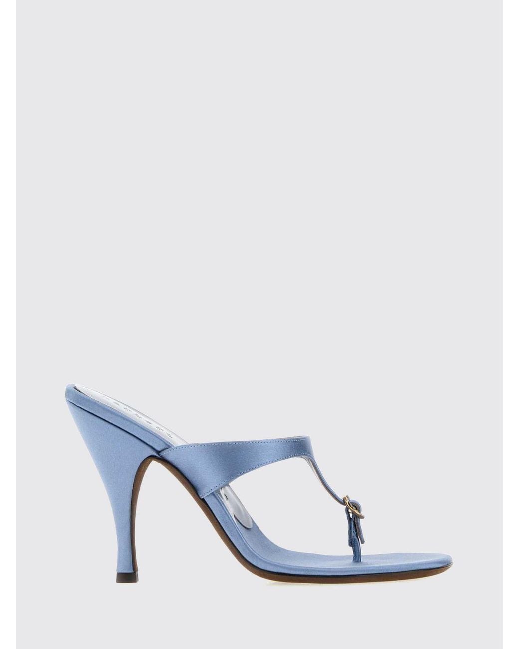 Herbert Levine White Kiss And Tell Satin Thong Mules With A High Stiletto Heel