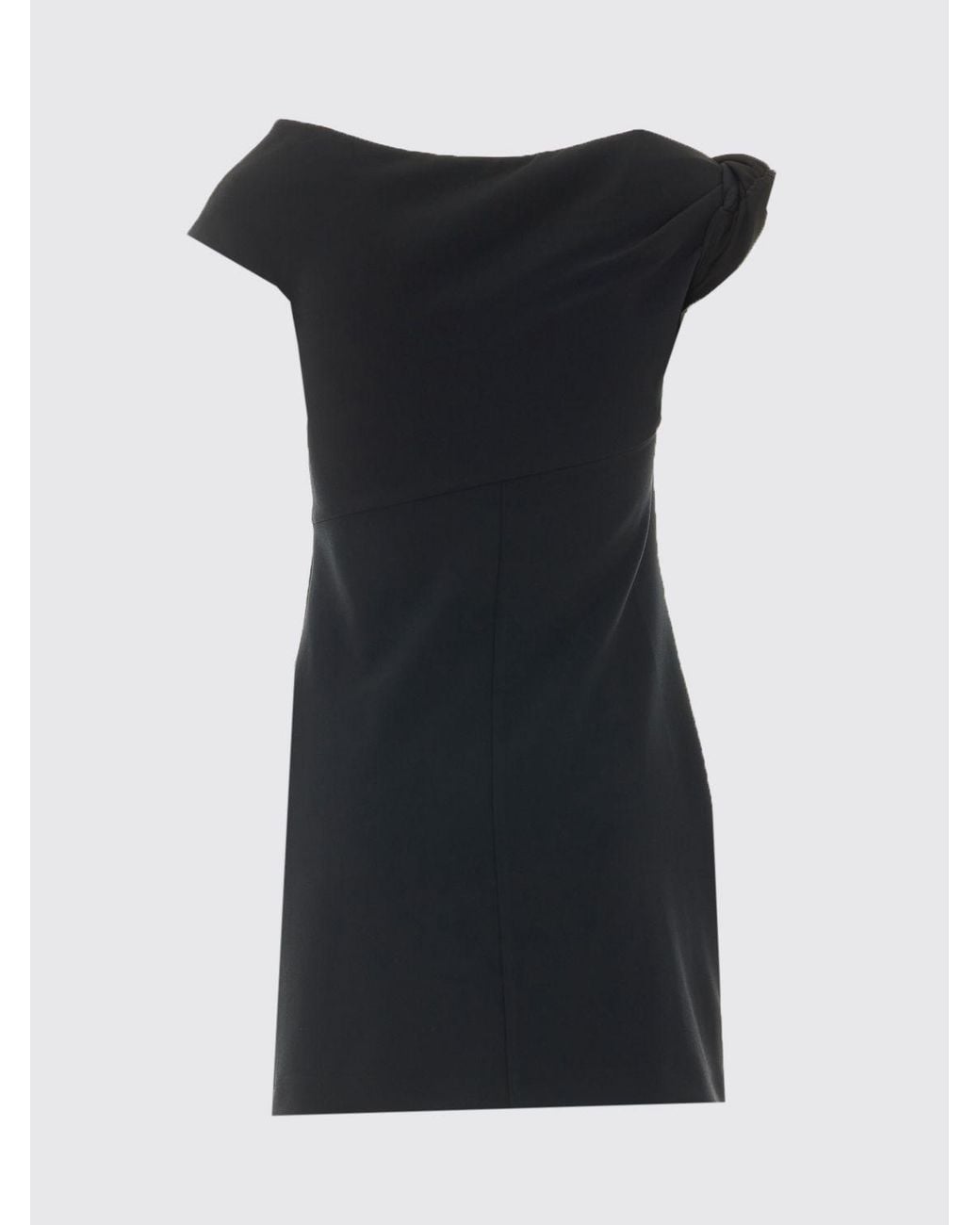 Pinko Black Off-The-Shoulder Crêpe Sheath Mini Dress With Straight Neckline