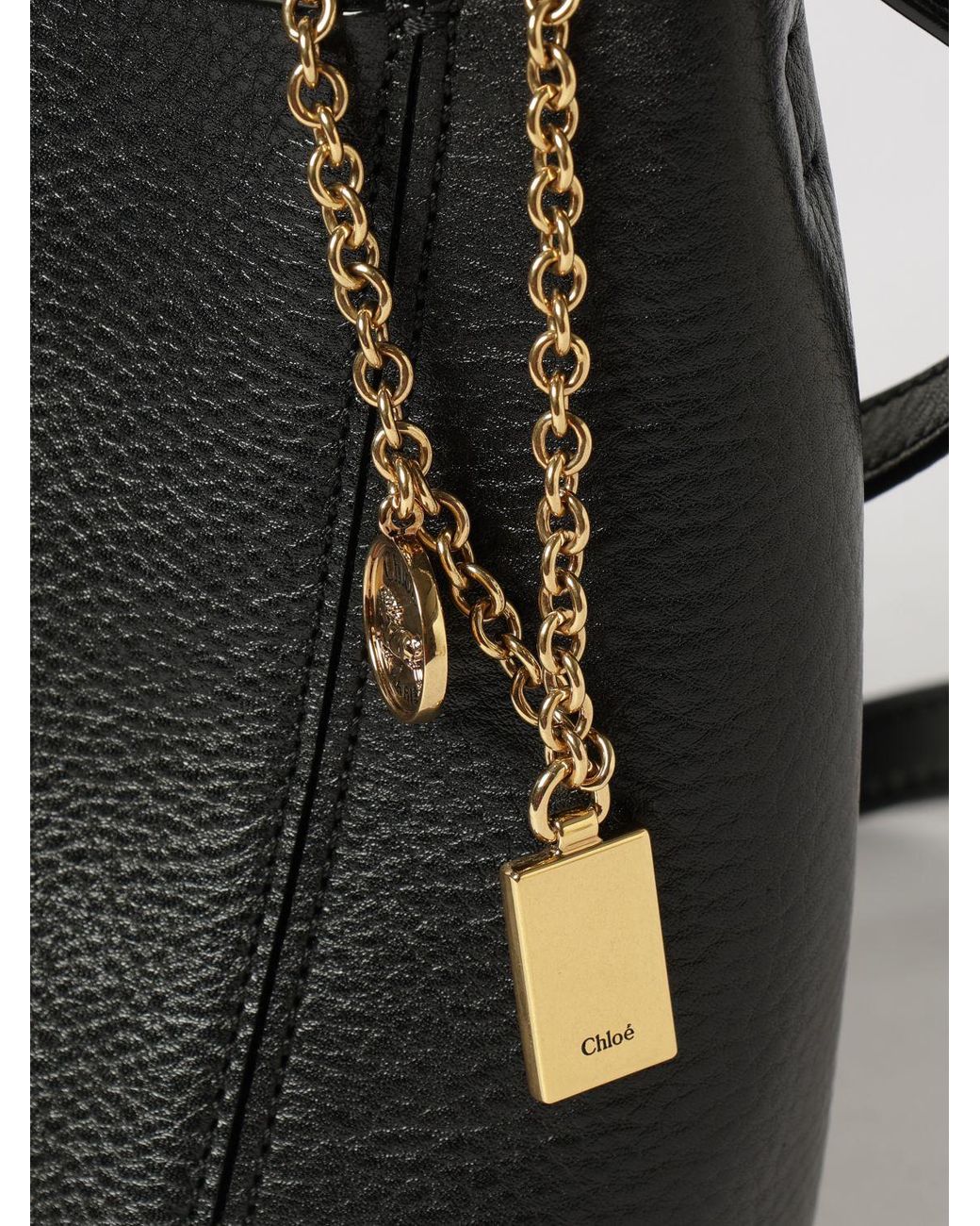 Chloé Black ChloÉ Spin Mini Grained Calfskin Handbag With Ring Detail