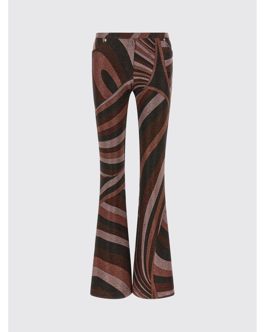Emilio Pucci Brown Iride Abstract Print Lurex Jersey Flared Trousers