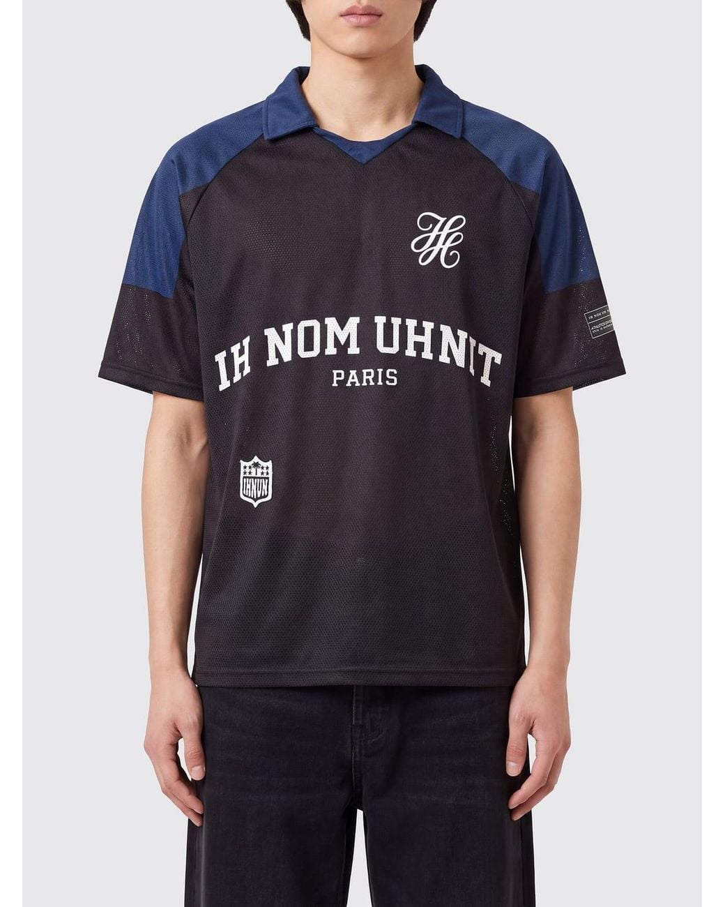 Ih Nom Uh Nit Blue Short-Sleeve Polyester Polo Shirt With Classic Collar And Logo for men