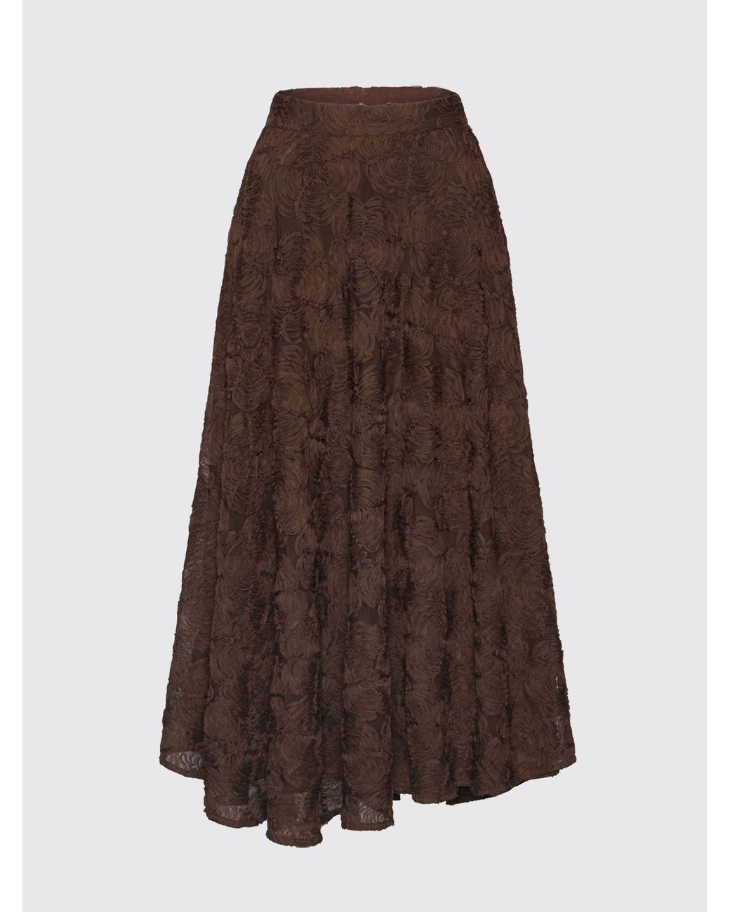 ROTATE BIRGER CHRISTENSEN Brown High-Waisted Full Midi Skirt