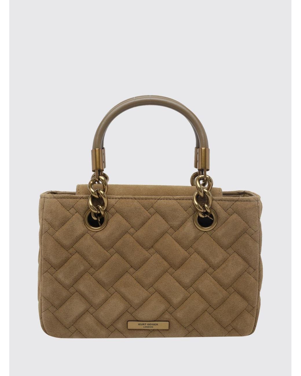 Kurt Geiger Brown Kensington Small Quilted Suede Handbag