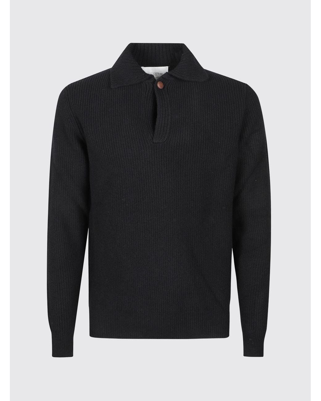 Ballantyne Blue Slim Fit Long-Sleeved Wool Polo Shirt for men