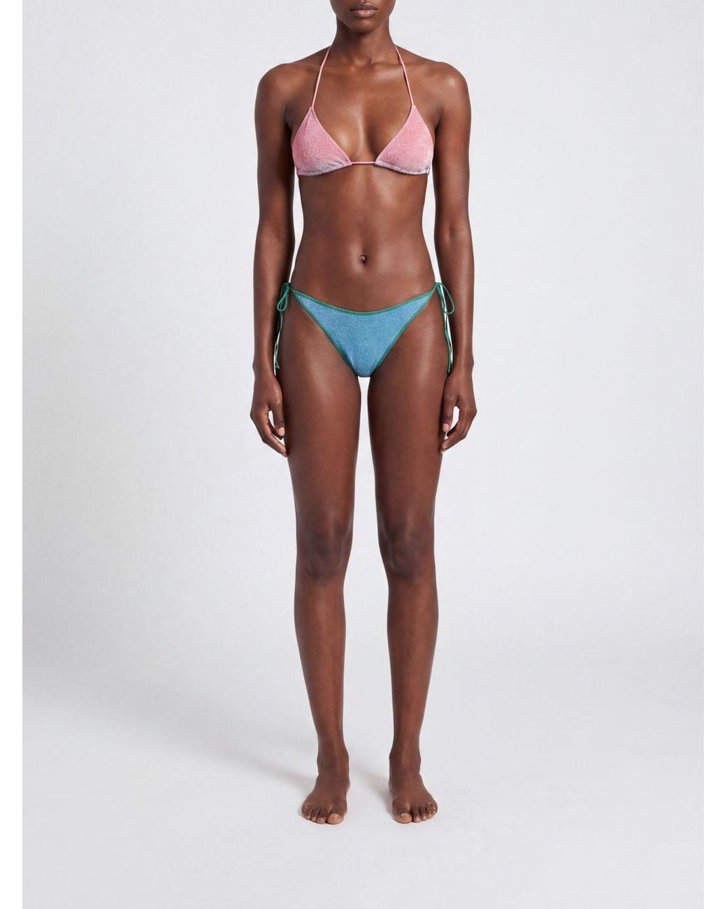 Oseree Pink Zebra-Print Triangle Bikini