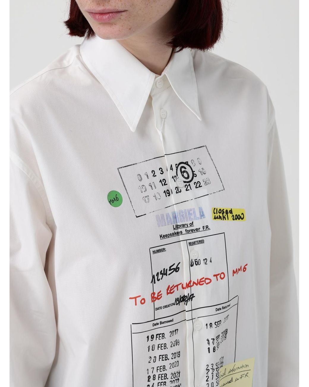 MM6 by Maison Margiela White Printed Cotton Shirt