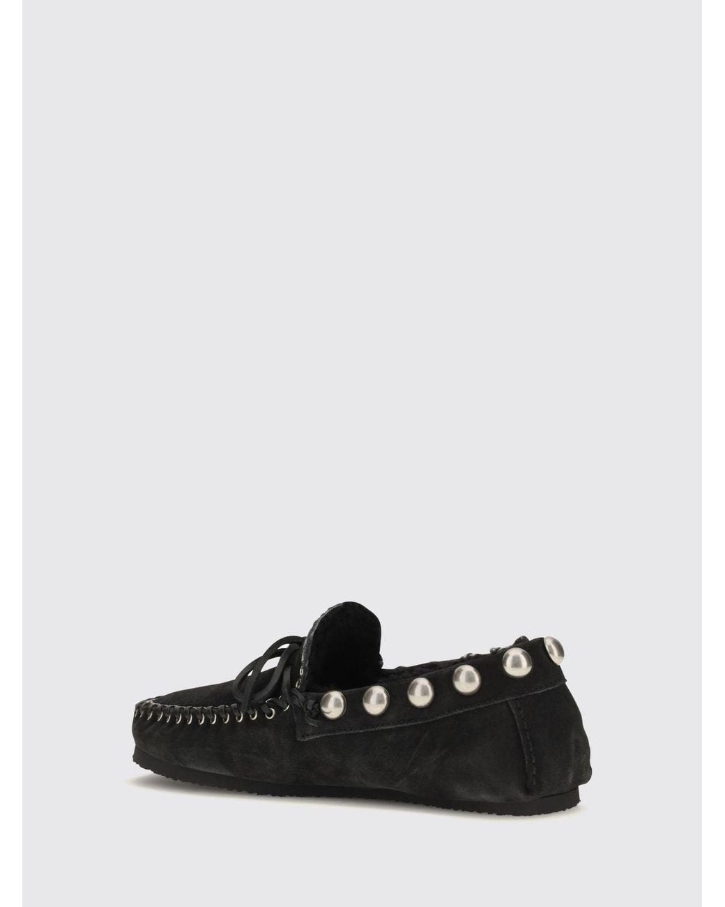 Isabel Marant White Fitza Studded Suede Loafers With Shearling Lining