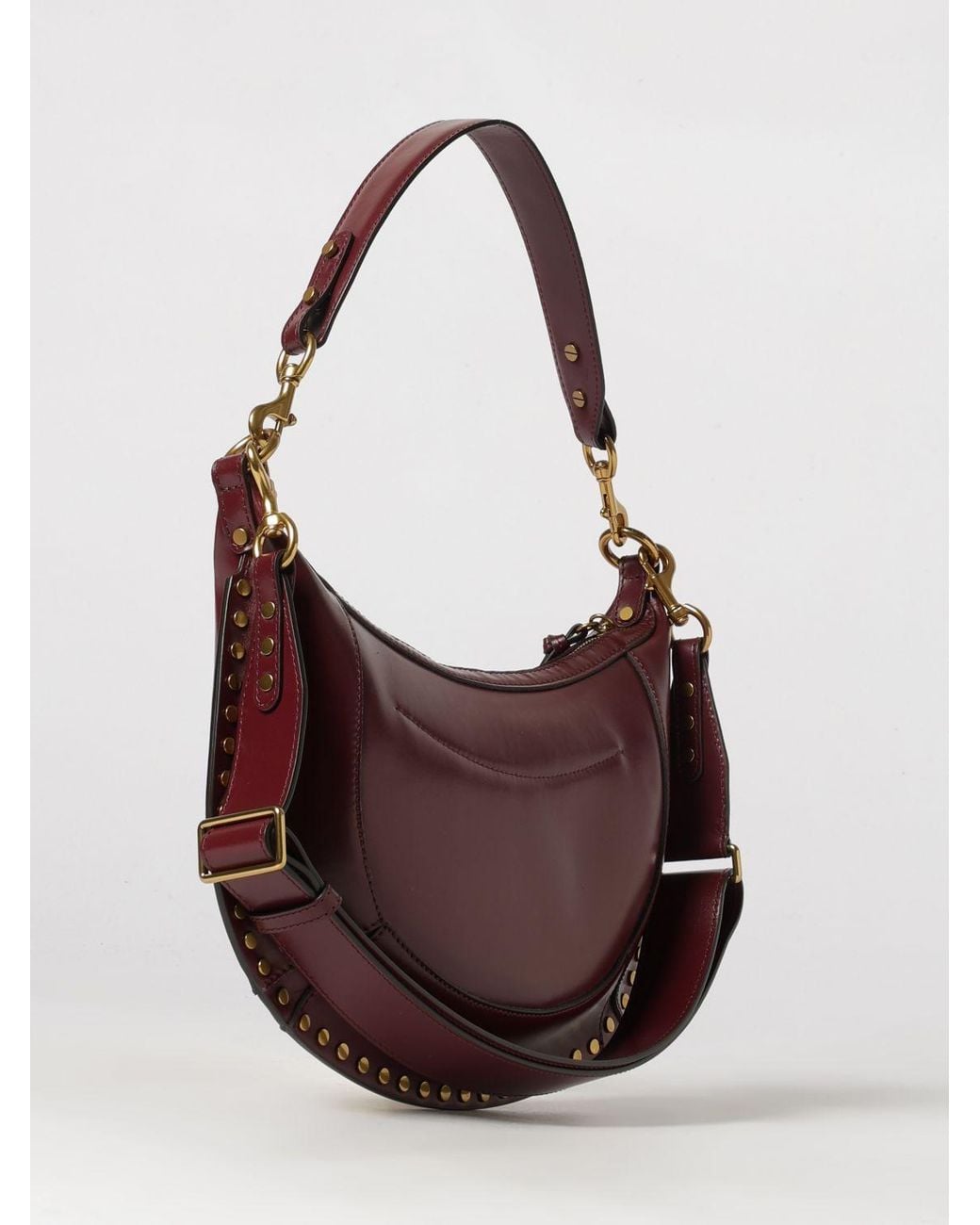 Isabel Marant Purple Naoko Calfskin Leather Hobo Bag With Studs