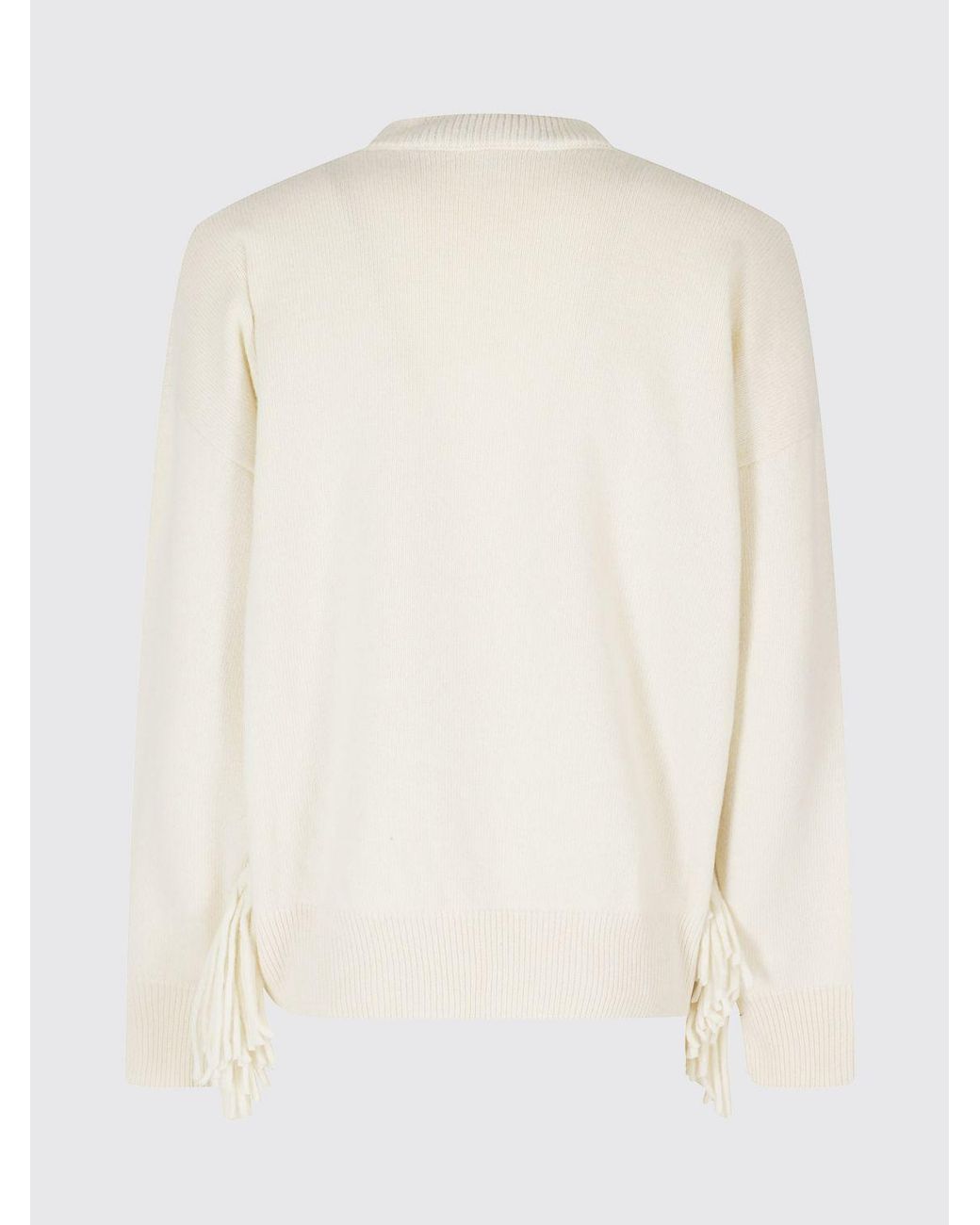 FEDERICA TOSI White Fringed Wool And Cashmere Blend Crewneck Jumper