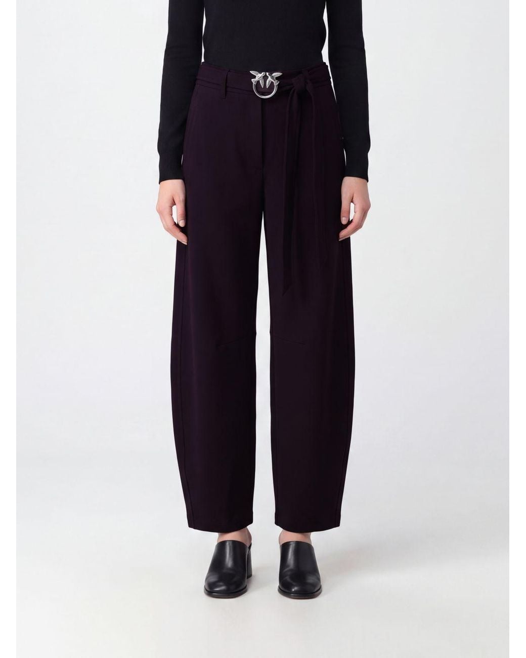 Pinko Blue New Lexy High-Waisted Baggy Trousers With Logo Belt