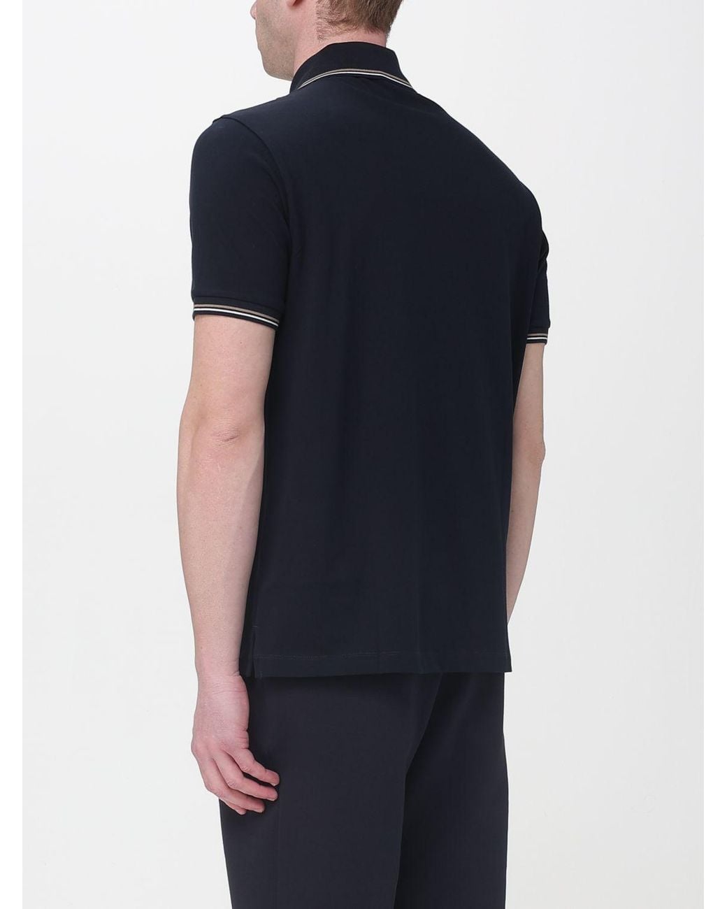 Emporio Armani Blue Stretch Cotton Polo Shirt for men