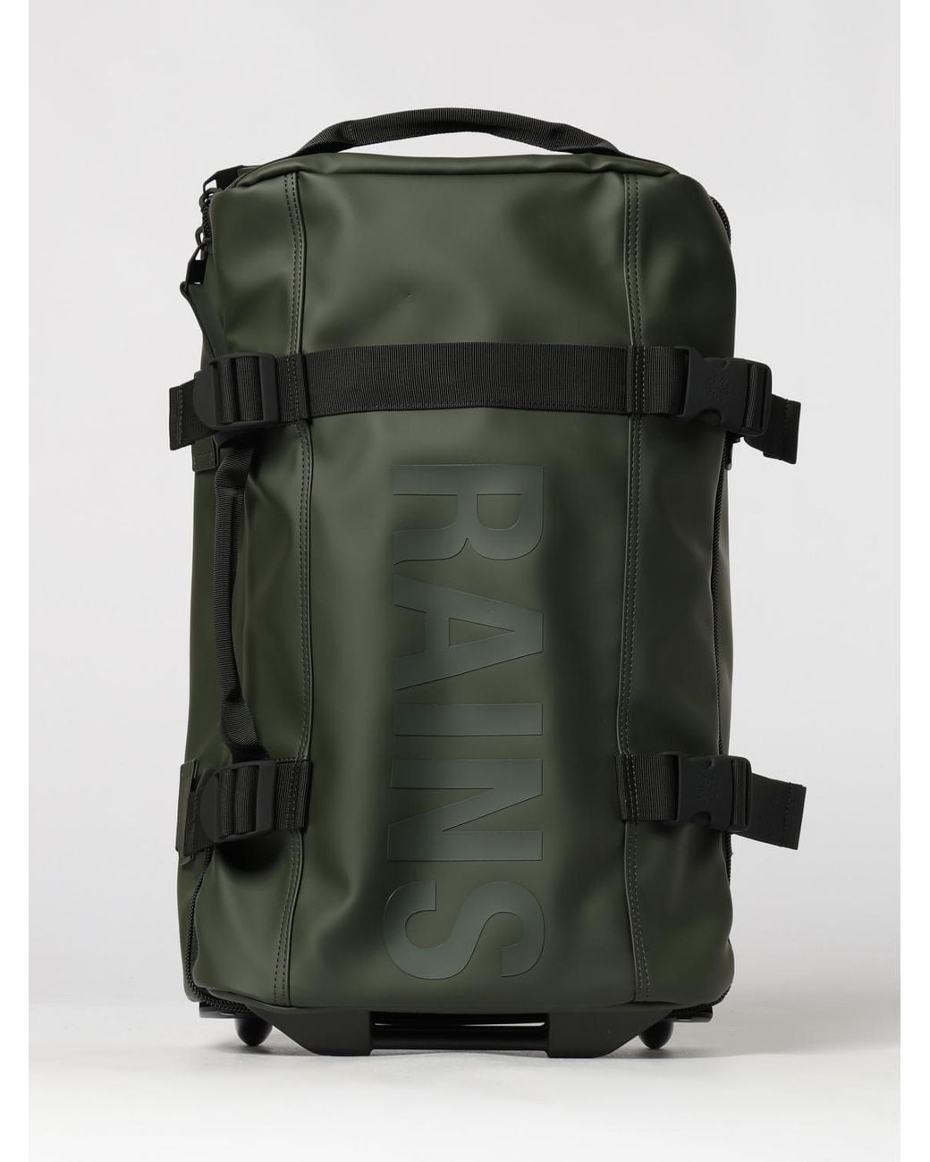 Rains Green Texel Cabin Bag Waterproof Polyester Cabin Trolley for men
