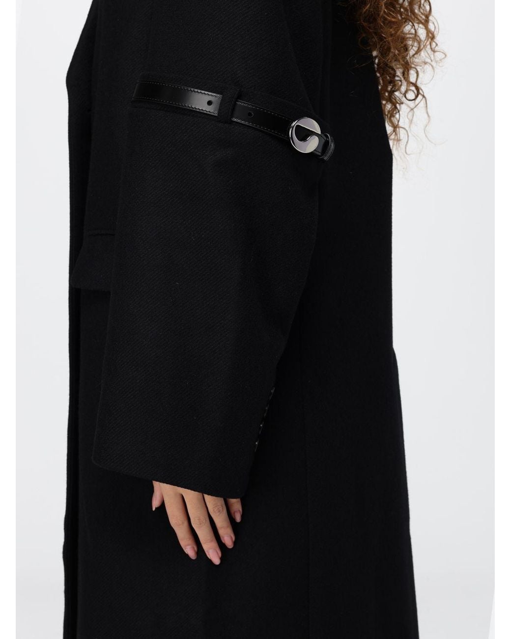 Coperni Black Single-Breasted Long Coat With Removable Sleeves