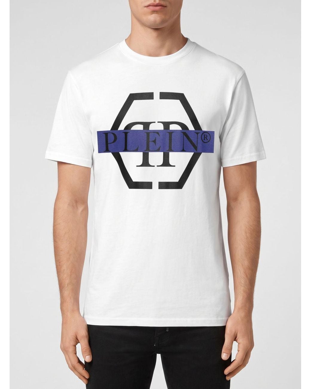 Philipp Plein Gray Slim Fit Hexagon Logo Monogram Cotton T-Shirt for men