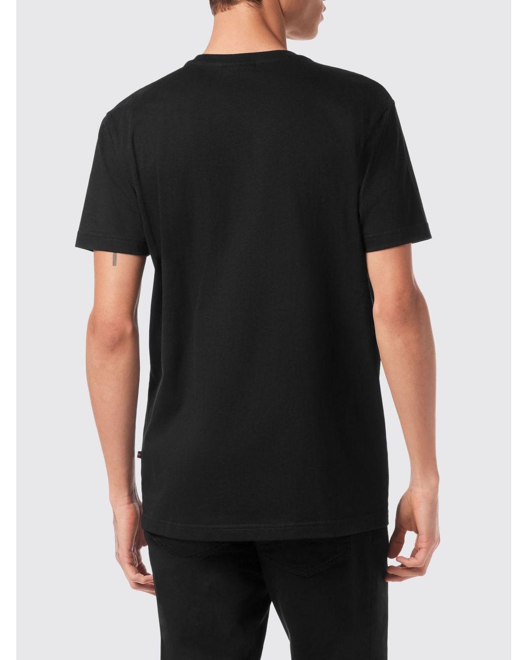 Billionaire Black Cotton T-Shirt With Emblem for men