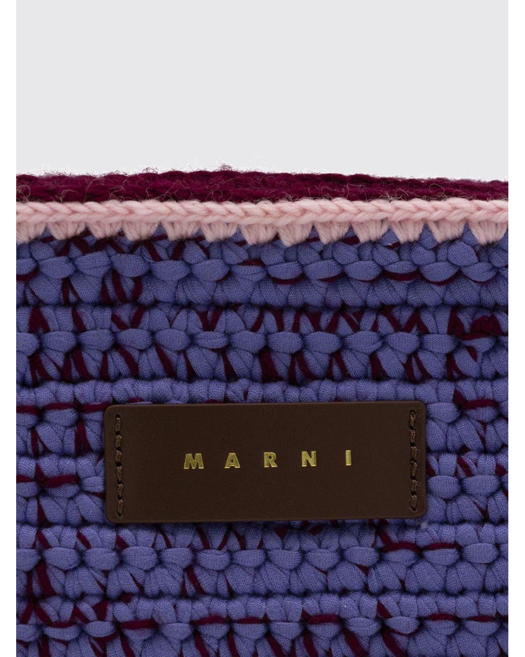 Marni Blue Small Crochet Wool Shoulder Bag With Adjustable Strap