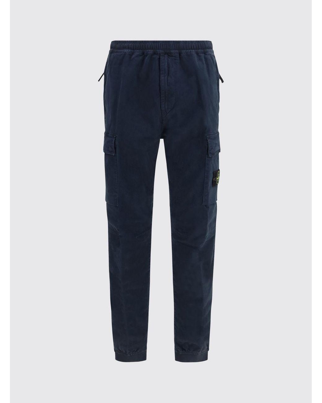 Stone Island Blue Slim Fit Stretch Technical Fabric Cargo Trousers With Compass Logo for men
