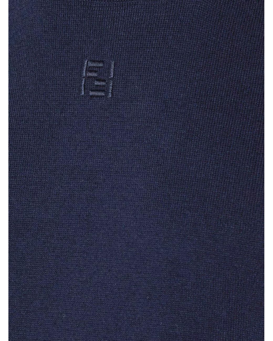Fendi Blue Cotton And Cashmere Sweater for men