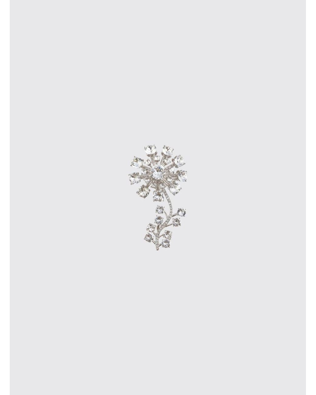Self-Portrait White Crystal Flower Brooch