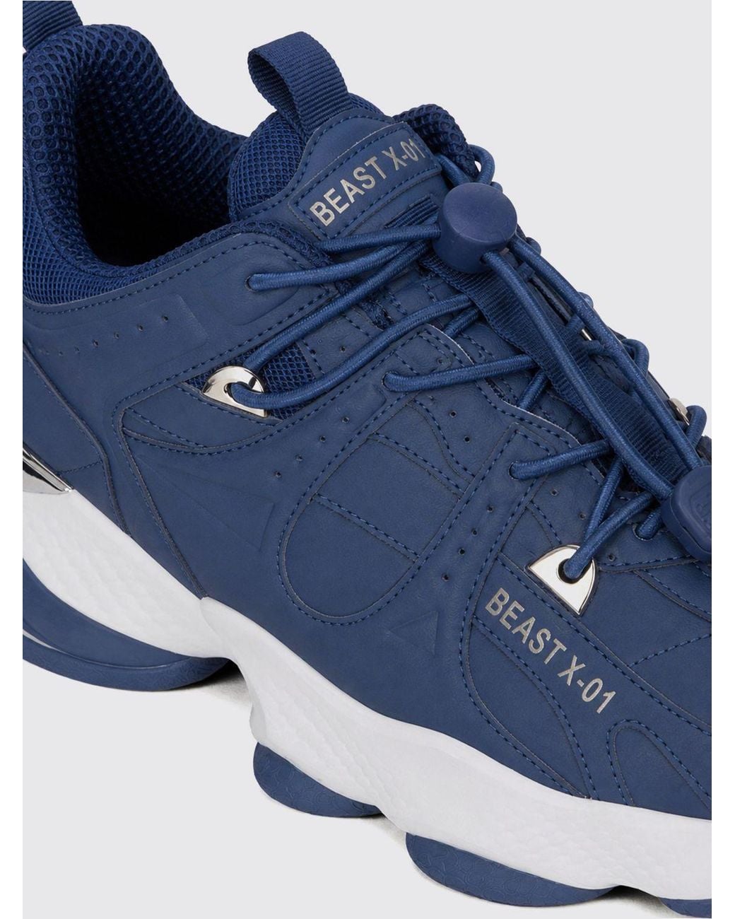 Philipp Plein Blue Runner Beast X-01 Low-Top Trainers With Drawstring Closure for men