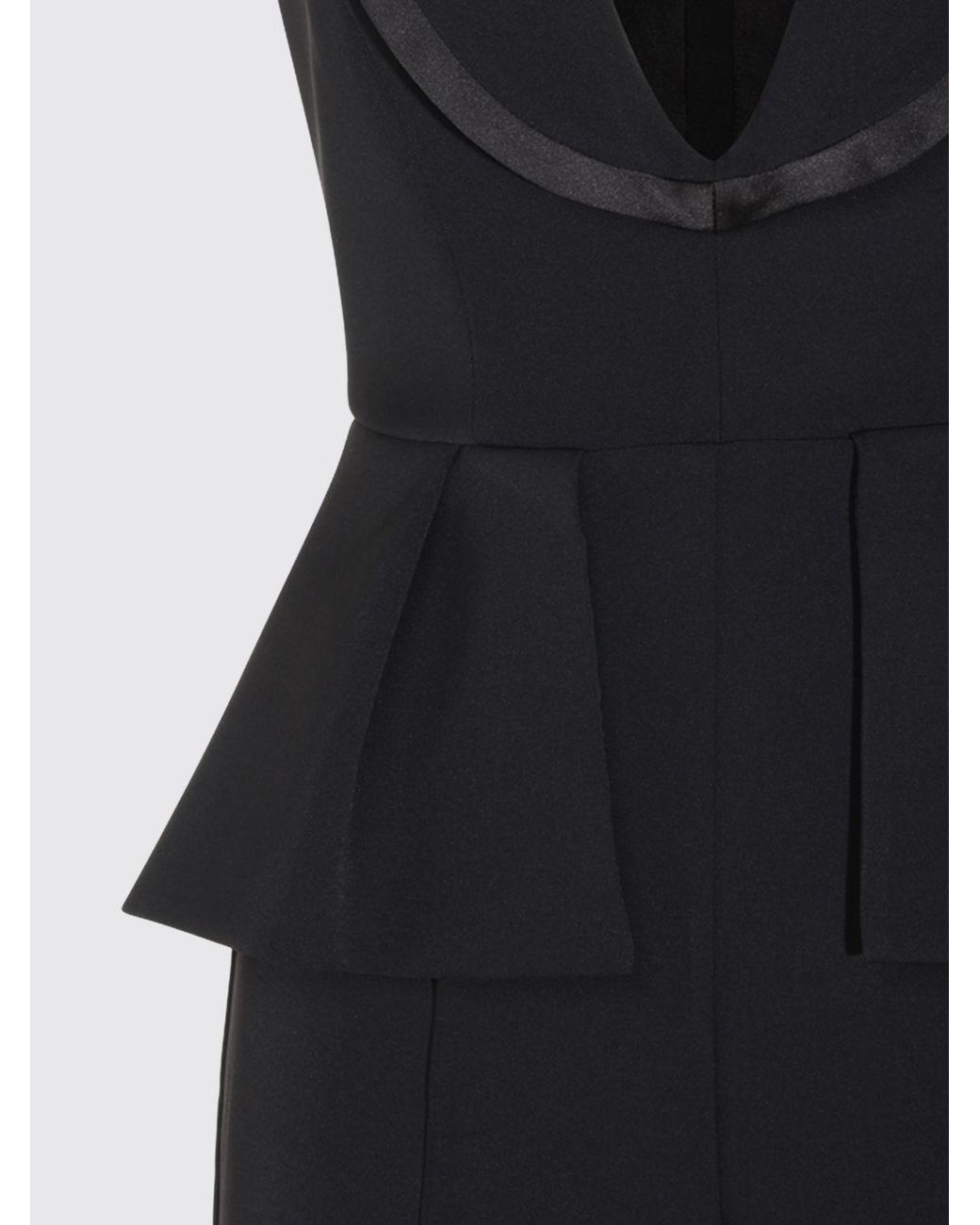 Elisabetta Franchi Black Slim Fit Long Jumpsuit With V-Neck And Ruffled Waist