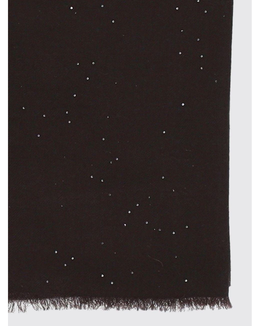 Faliero Sarti Black Wool Blend Scarf With Sequins And Fringed Edges