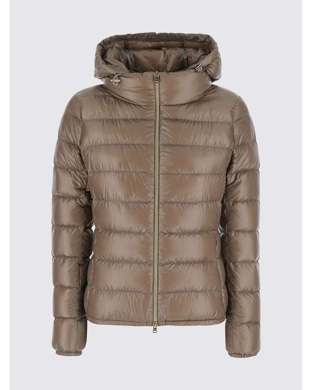 Herno Brown Slim Fit Waterproof Nylon Down Jacket With Hood And Metal Zip