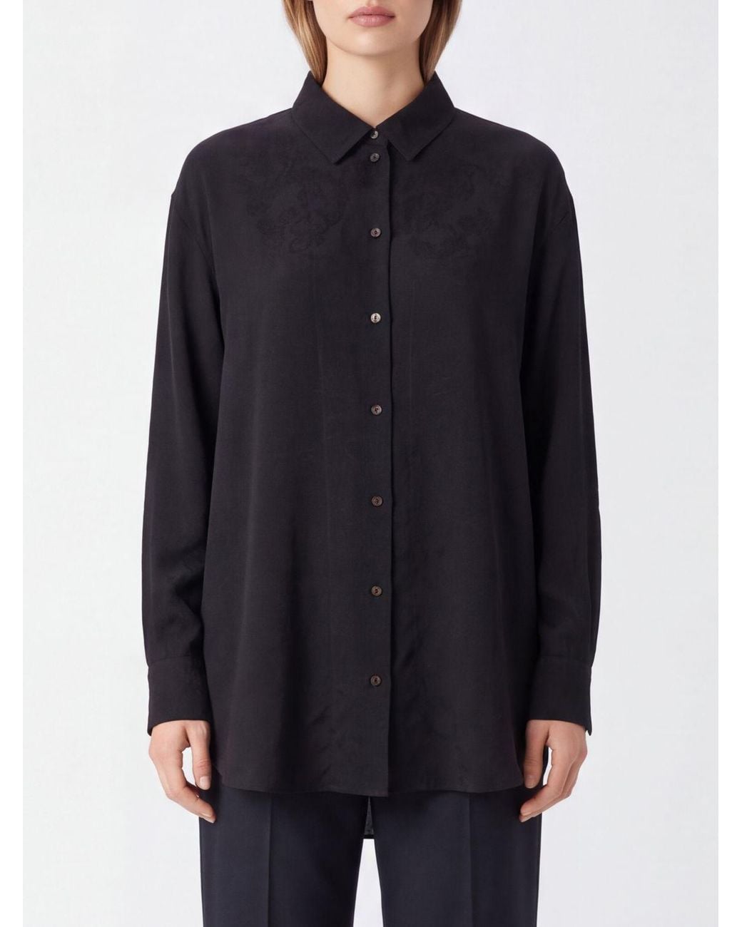Uma Wang Blue Viscose And Cupro Crêpe Shirt With Classic Collar
