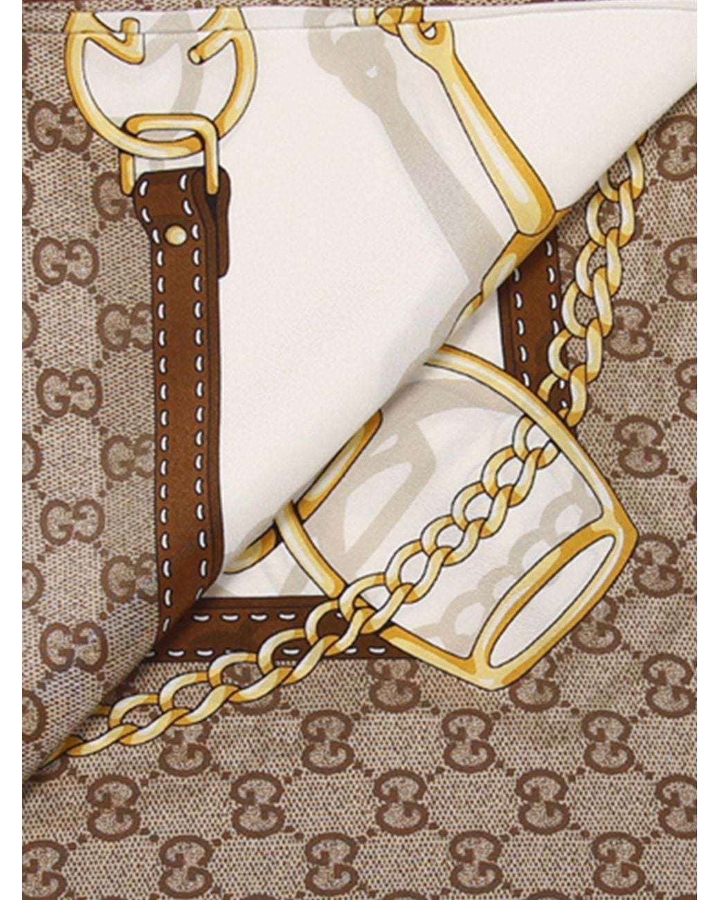 Gucci Natural Multicolour Graphic Print Pure Silk Foulard